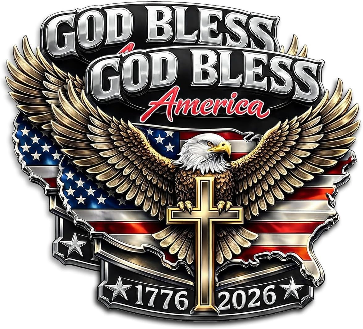 God Bless America 5" x 5.6" Sticker Vinyl Decal 2-Pack