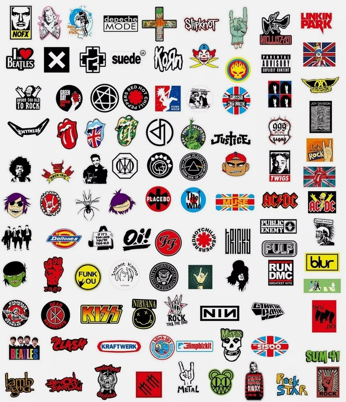 100Pcs Rock Band Stickers Lot – Punk Heavy Metal Music Decals for Guitar,Laptop