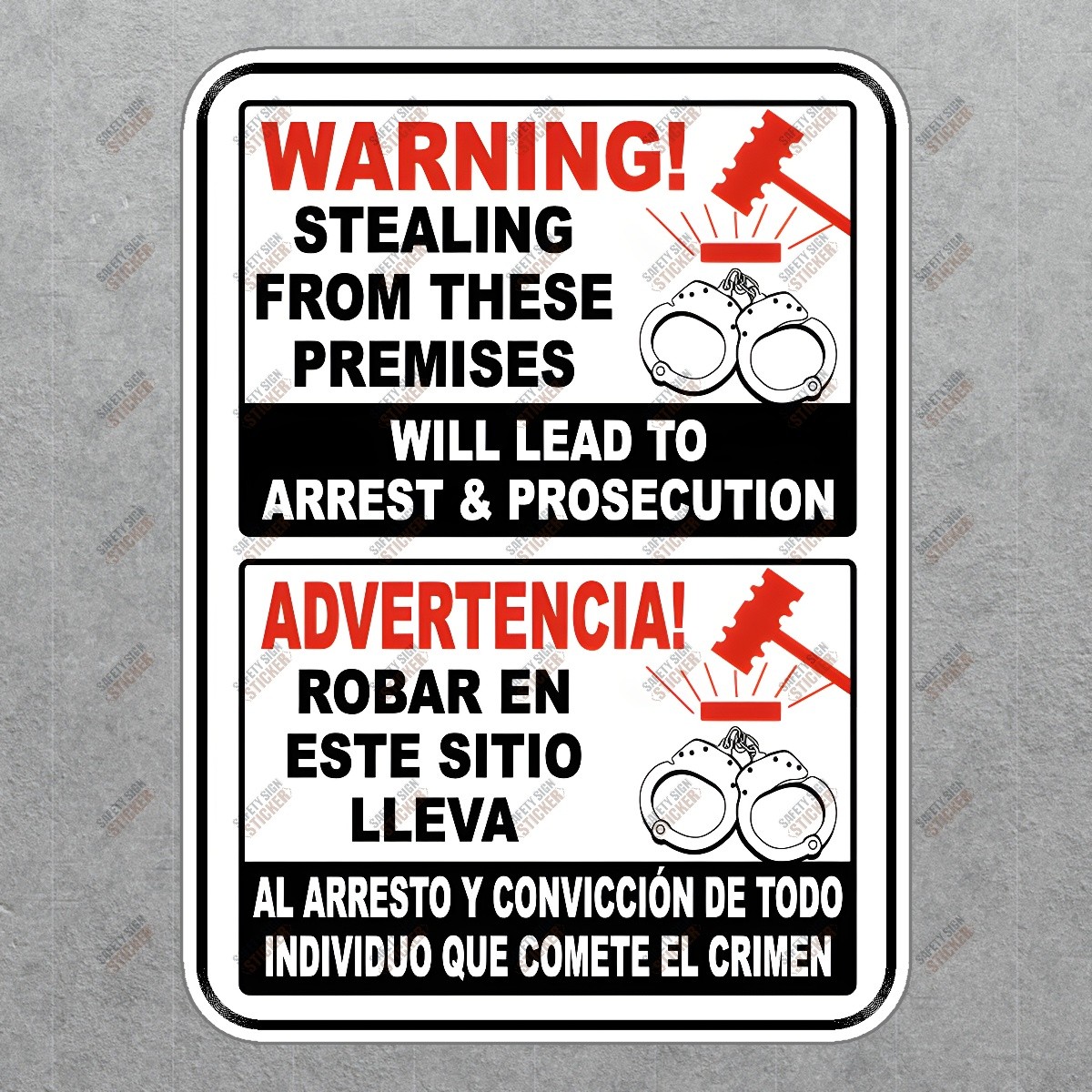 Warning! Theft Prevention Safety Sign Sticker Arrest & Prosecution #941697