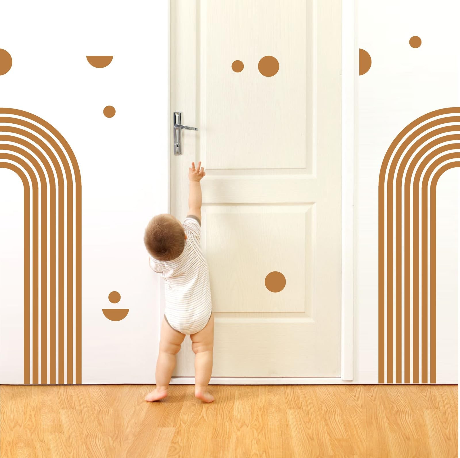 Brown Arch Wall Decal 2 Sheets Form Large Arch Peel and Stick Mid Century Mod…
