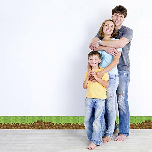 Pixel Mine Grass Border 9" tall x 36" wide Peel and Stick Wall Decal