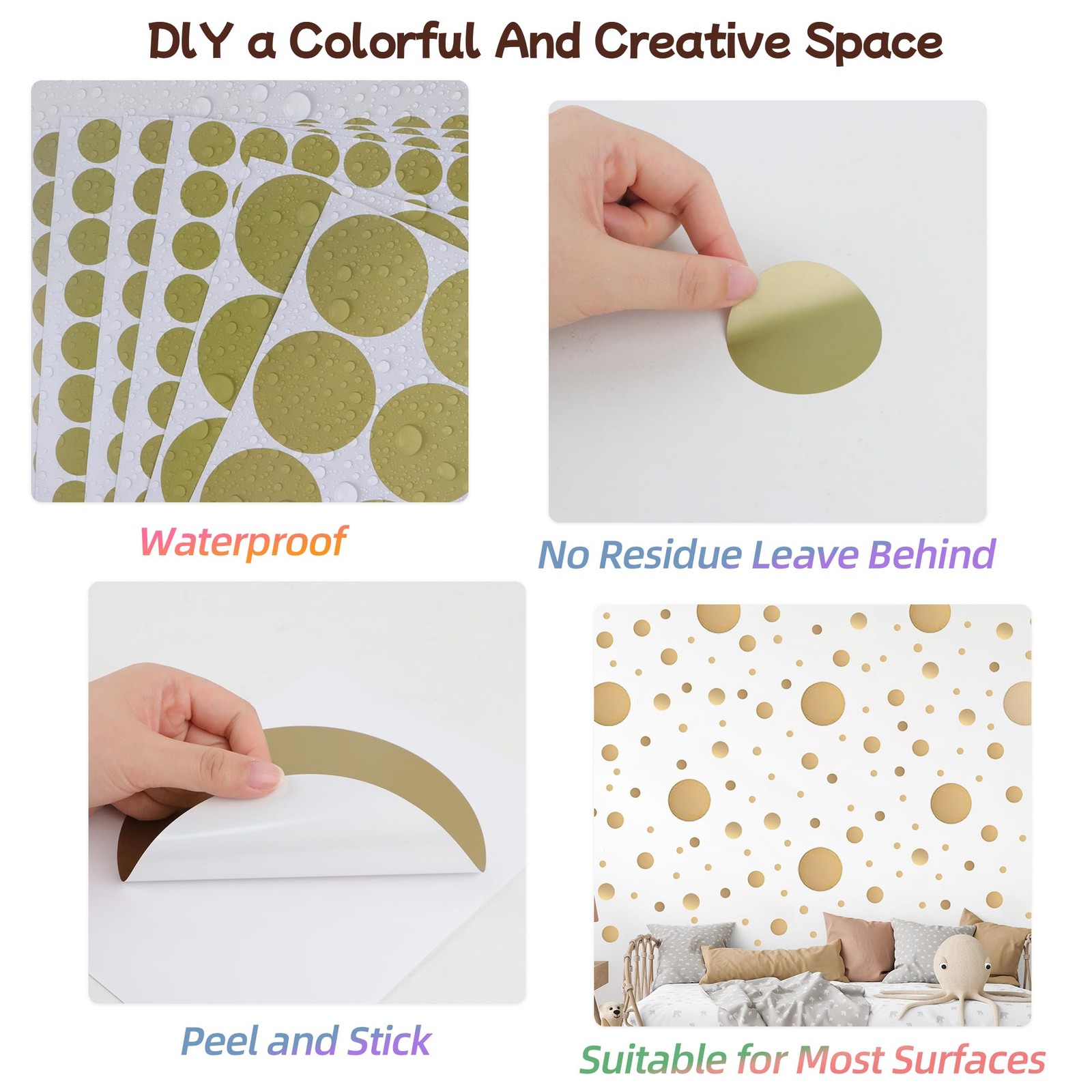Polka Dot Wall Decals Colorful Boho Wall Decal Peel and Stick Kids Decals Rem…