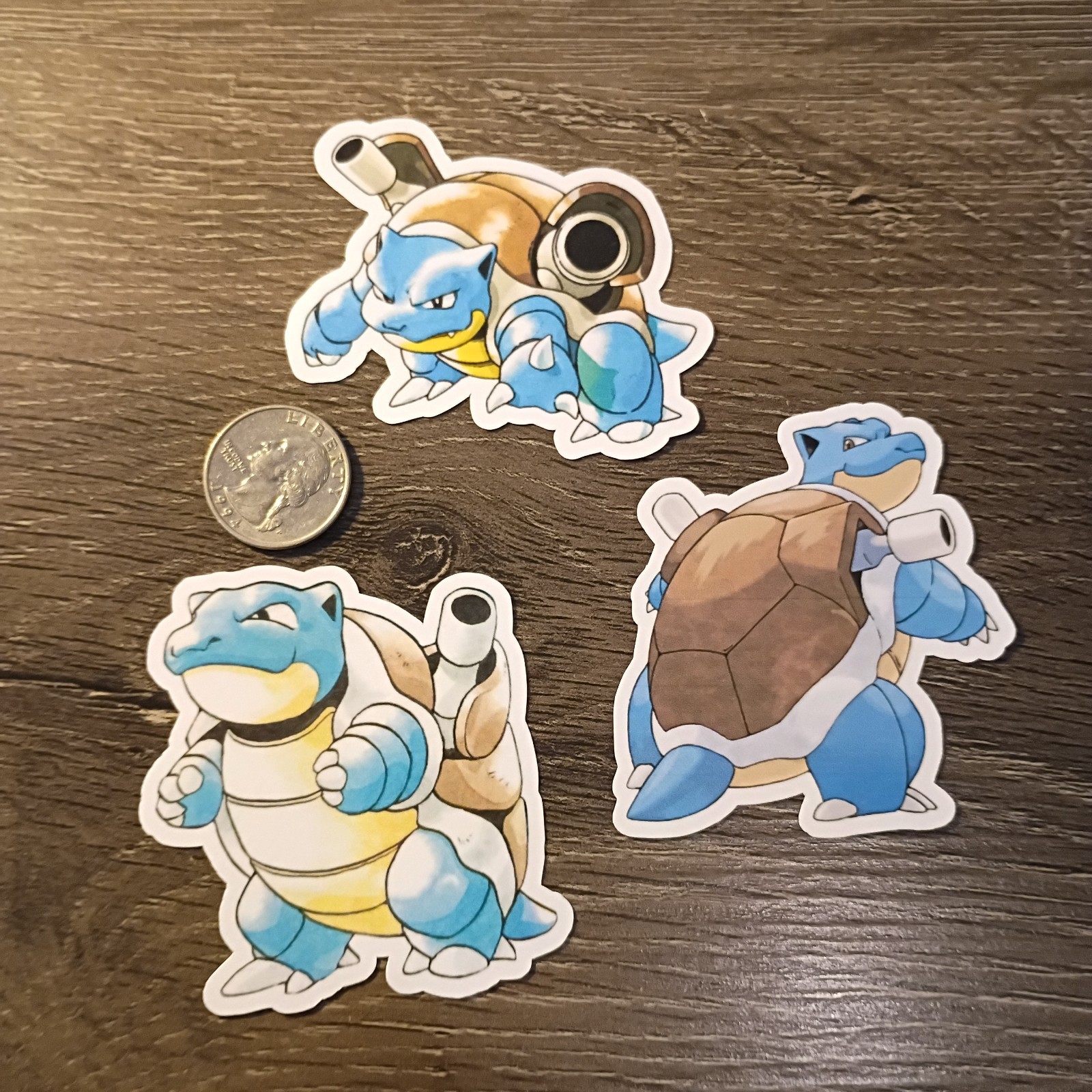 Gen 1 & 3 Blastoise Stickers – Lot of 3 – Vinyl, Waterproof, Die-cut – Original