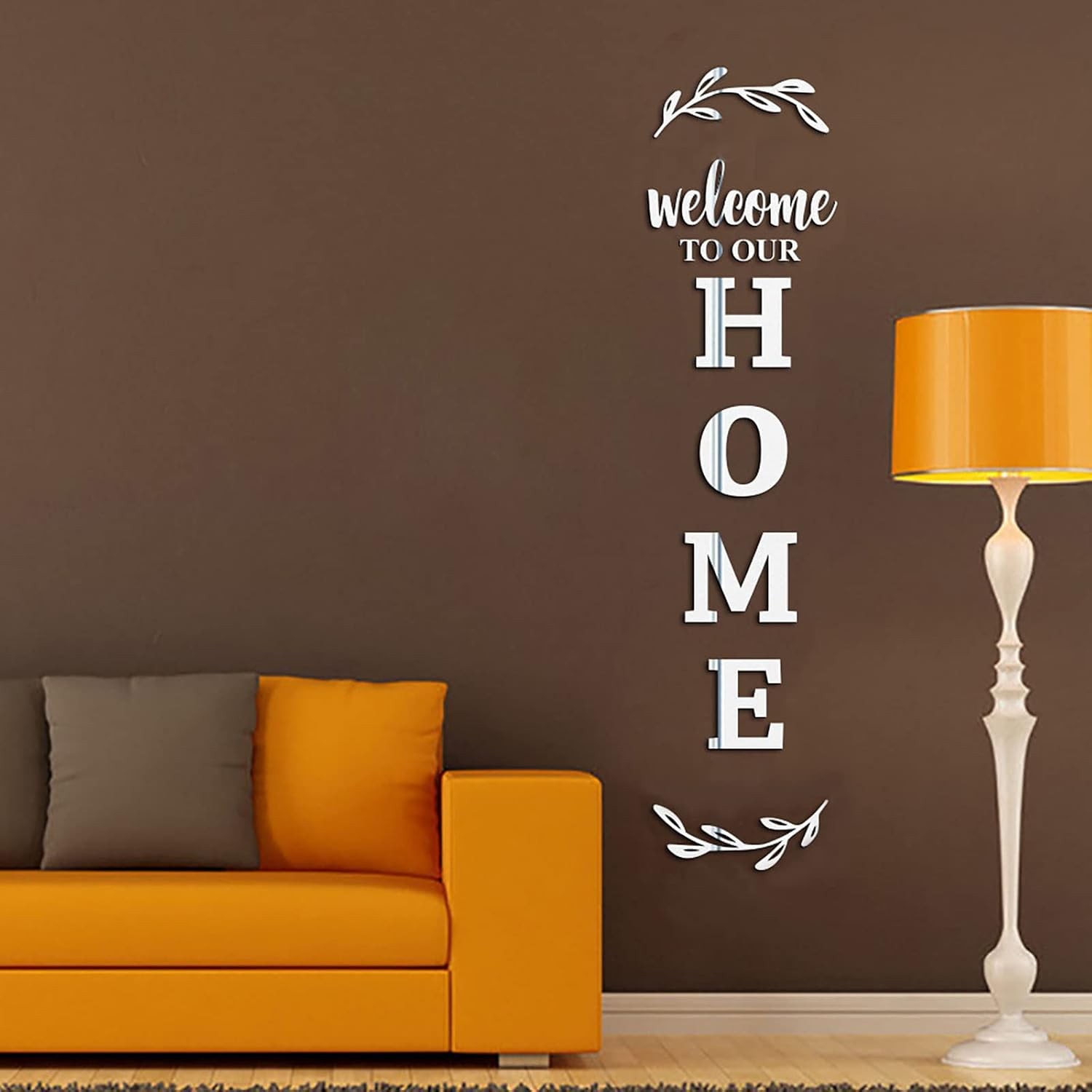 3D Acrylic Wall Art Home Signage, Modern DIY Art Mural (Silver, 55×18 inches)