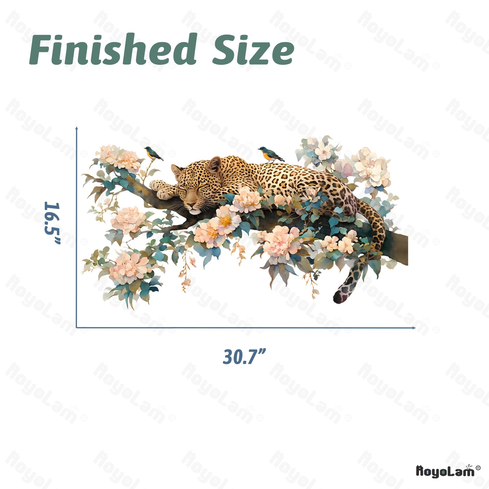 Sleeping Leopard with Flowers Wall Decal Jungle Animal Wall Sticker