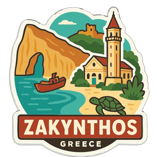 Zakynthos Greece Sticker Decal Vinyl Die-Cut City Skyline Landmark Design