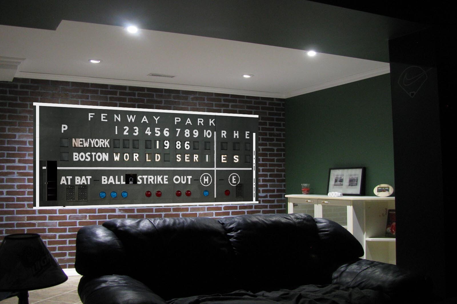 Fenway Park Scoreboard 30" x 67" Removable World Series 1986 Board Custom