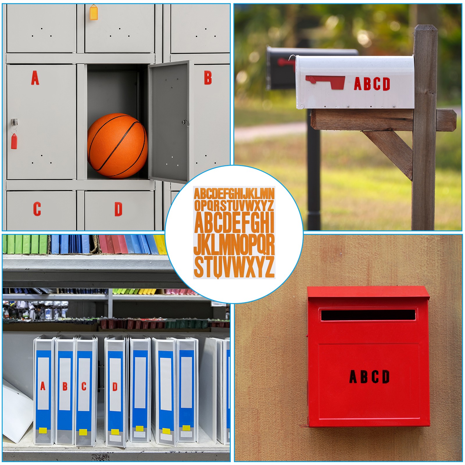 Letter Stickers 1 Inch 2 Inch, 12 Sheets Self Adhesive Alphabet Sticker, Orange