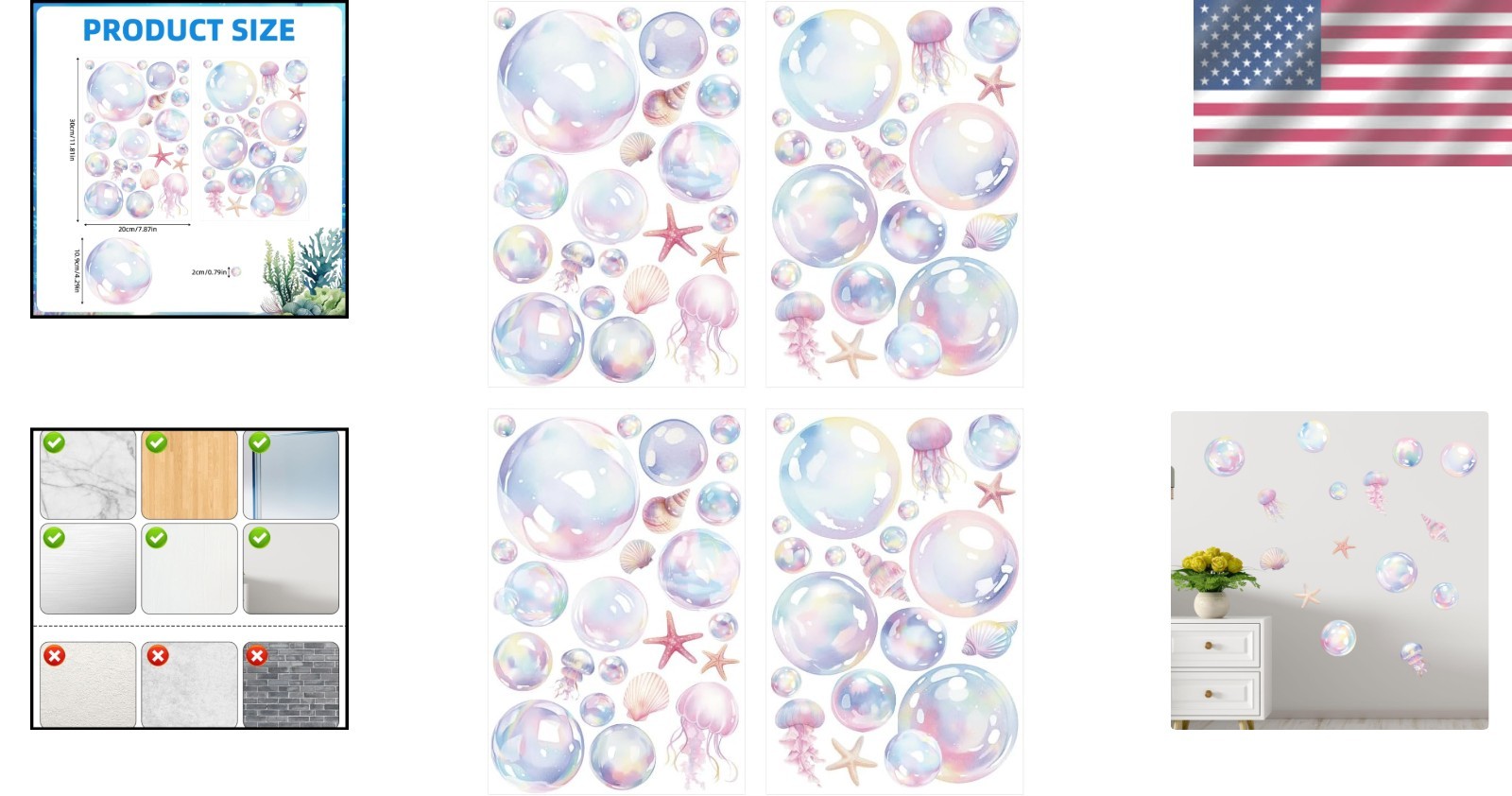 Colorful PVC Bubble Wall Decals – 4 Sheet Variety Pack for Dreamy Atmospheres