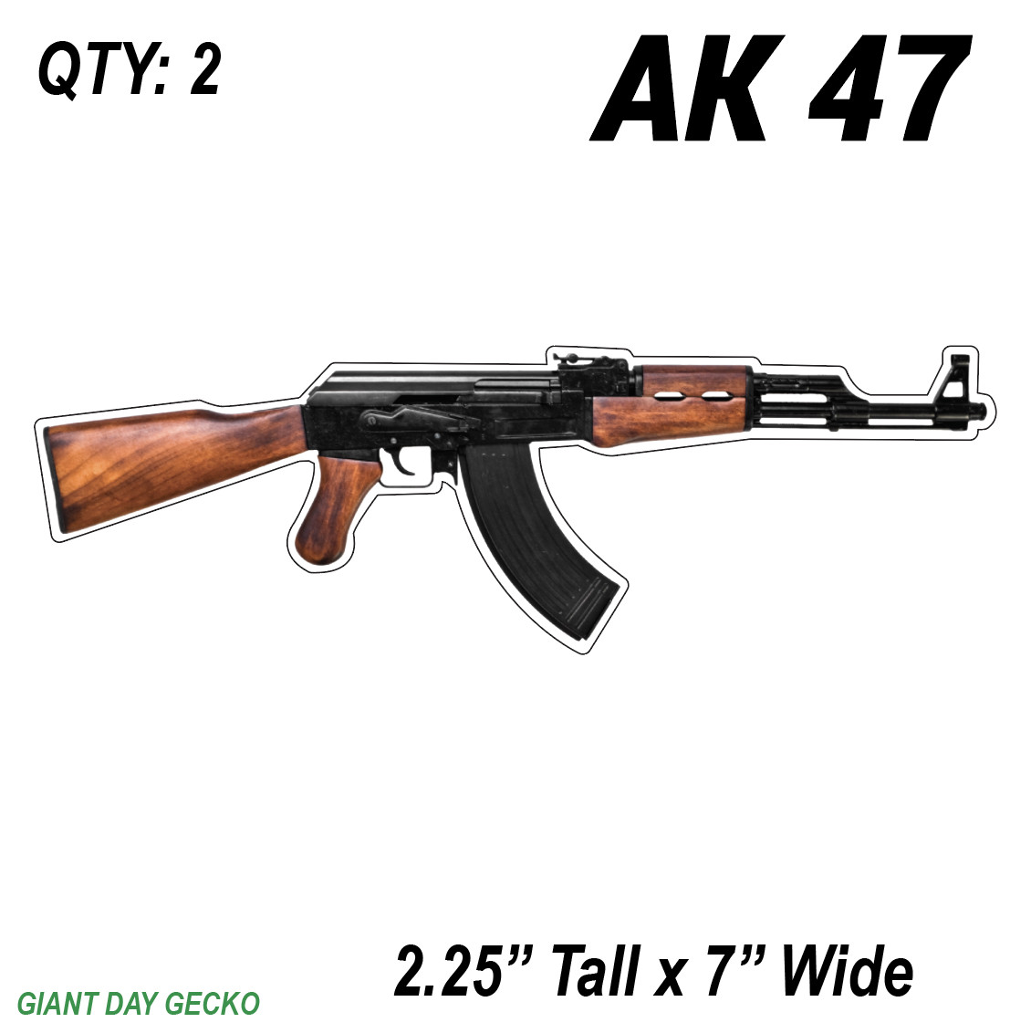 (2) TWO AK47 AK-47 Vinyl Decal Sticker For Car Laptop Skateboard NEW USA Rifle