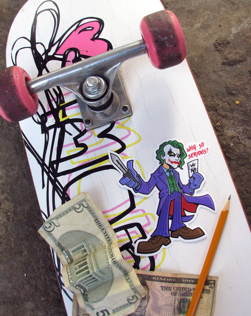 Joker Vinyl Sticker Heath Ledger Dark Knight Skateboard Batman DC Comics Decal