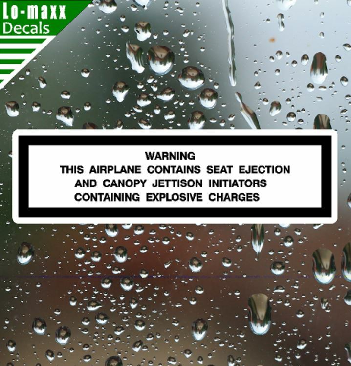 Warning This Airplane Contains Seat Ejection Military Jet Printed Vinyl Sticker