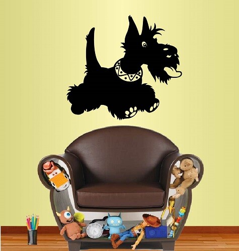 Vinyl Decal Cute Scottish Terrier Dog Puppy Bedroom Nursery Wall Sticker 1336