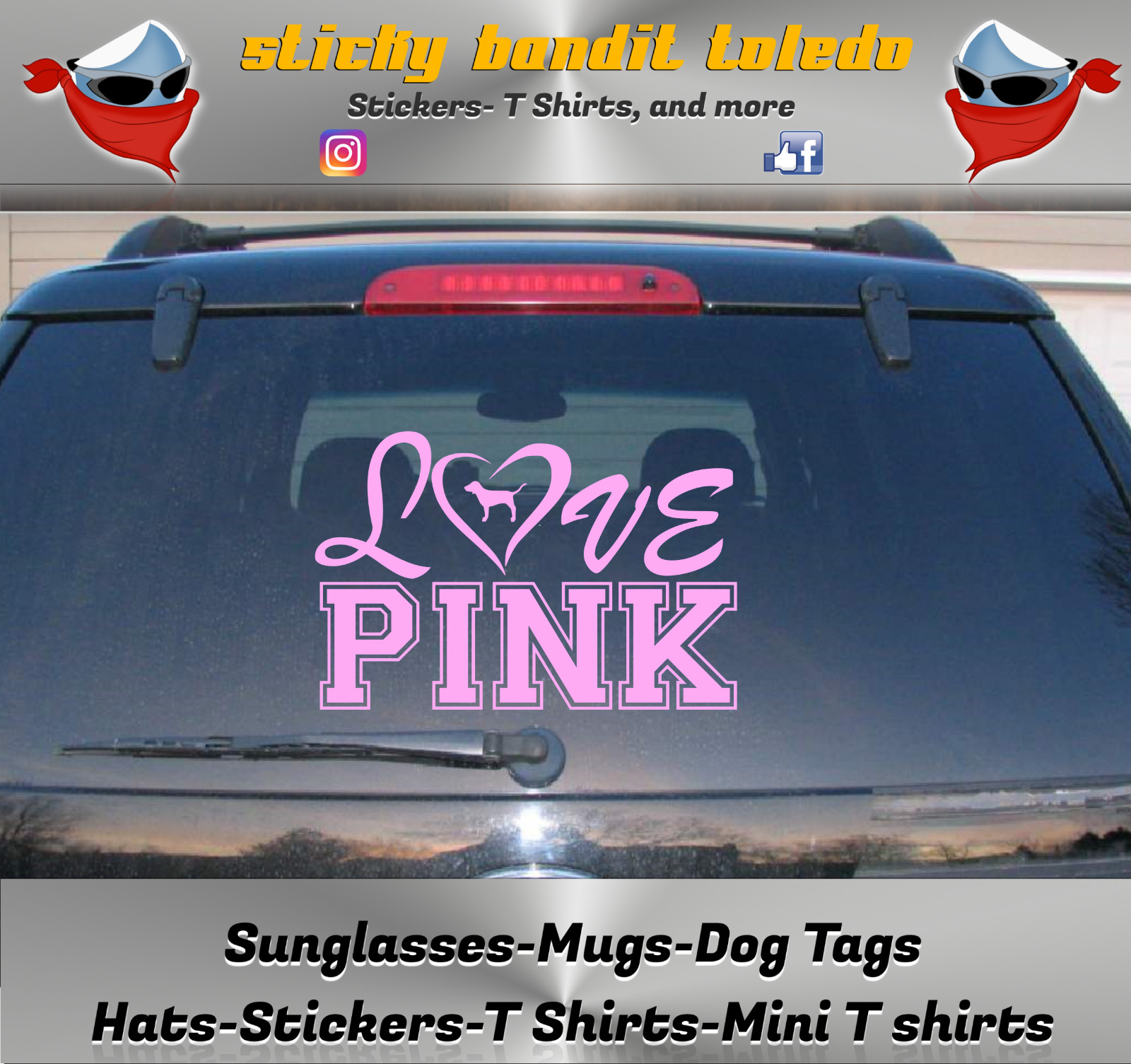 Victoria's Secret Love Pink 7 inch window vinyl decal sticker