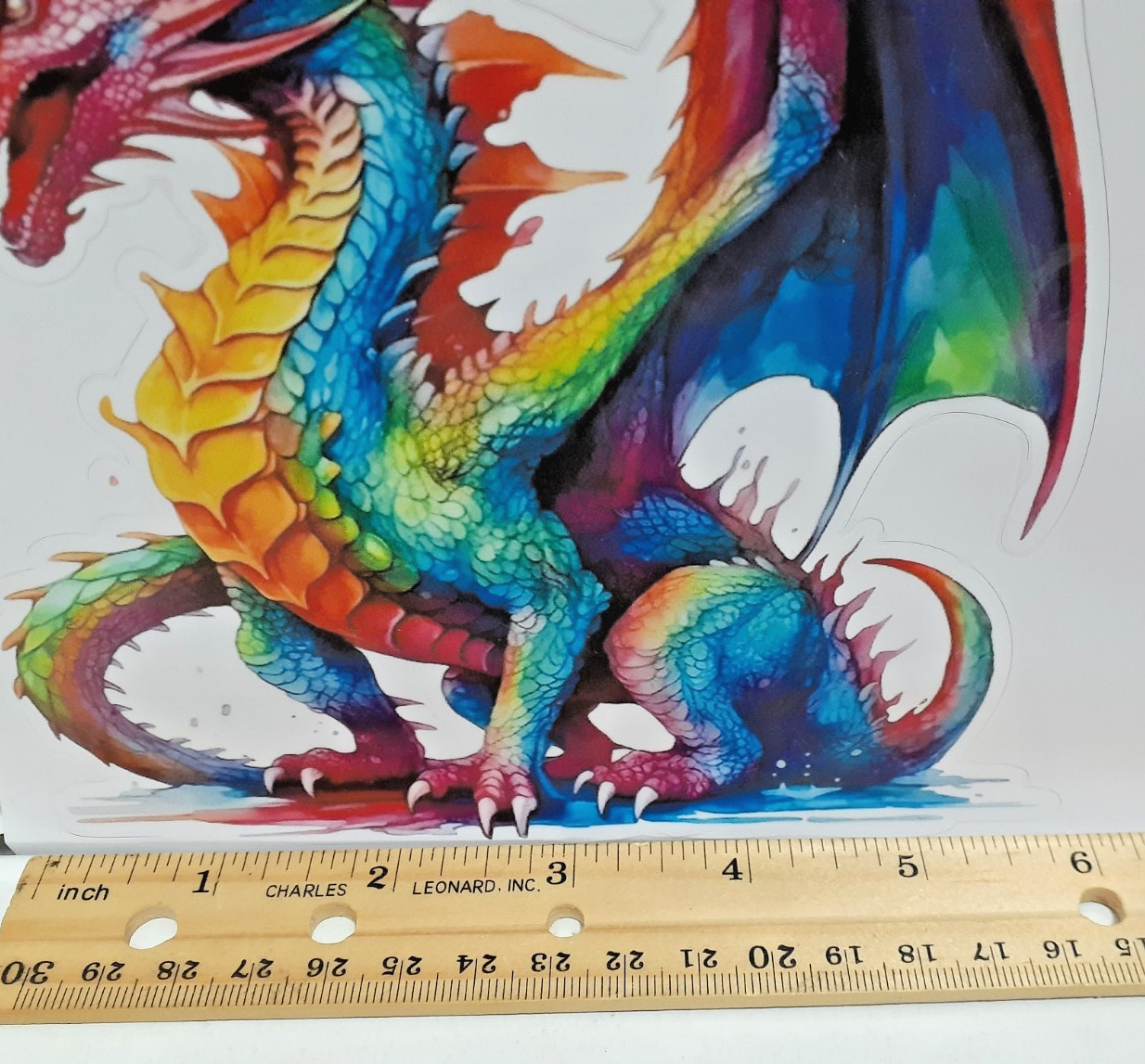 5.5" x 6" Dragon Vinyl Decal Sticker Rainbow Colored Dragon