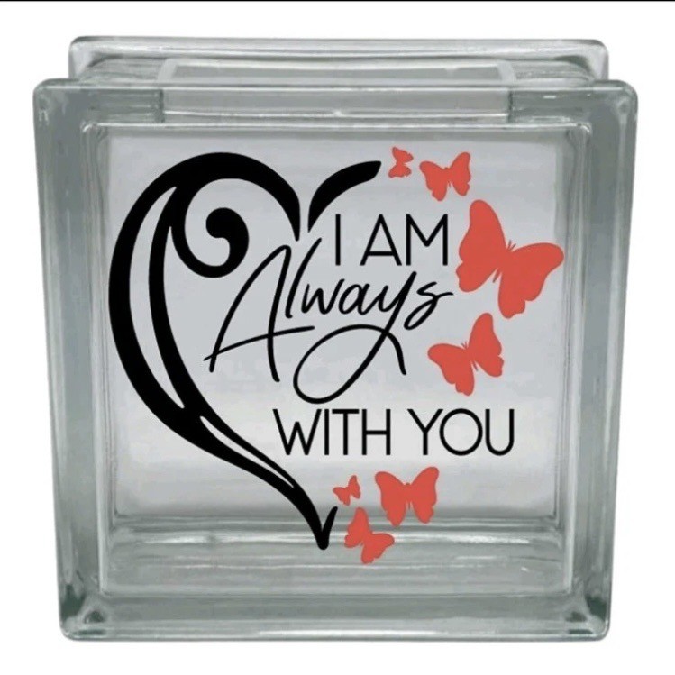 Always With You heart Butterflies Decal sticker for DIY 8" glass block tile