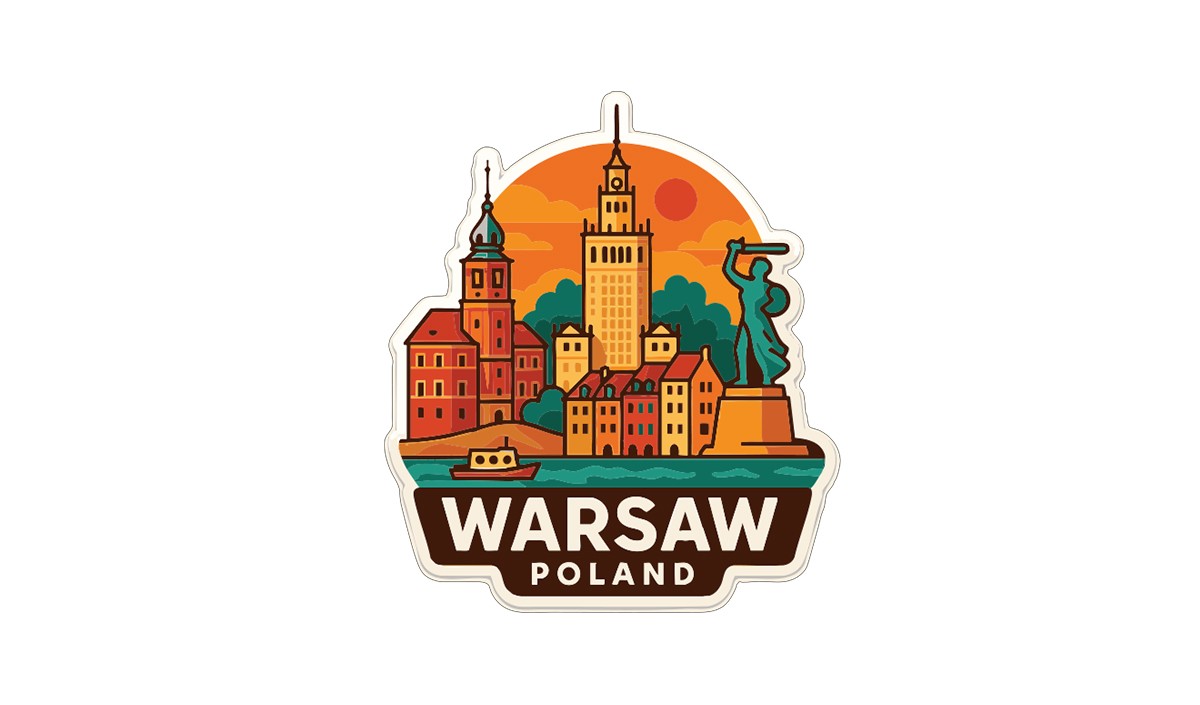 Warsaw Poland Sticker Decal Vinyl Die-Cut City Skyline Landmark Design