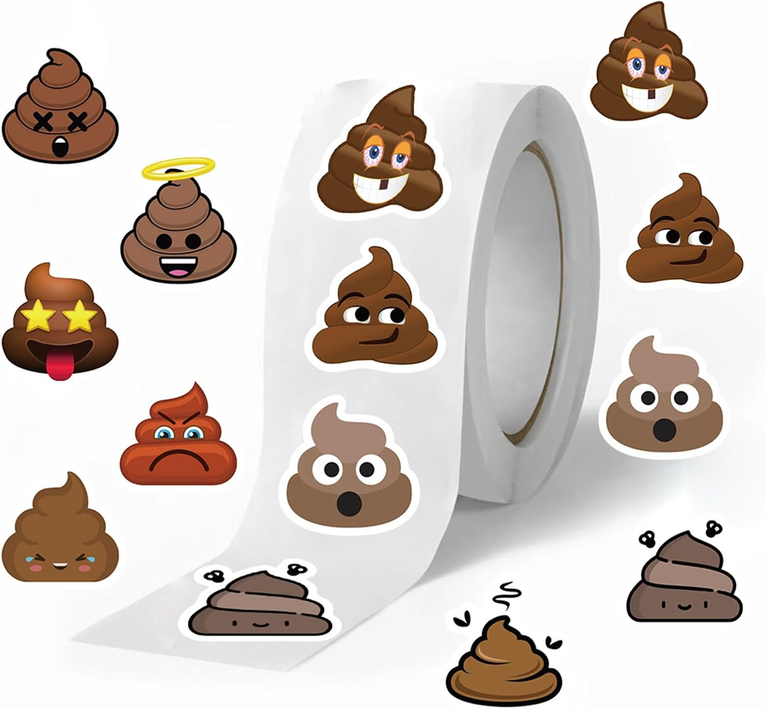 500 Assorted Funny Poop Stickers Roll for Classroom or Home Use