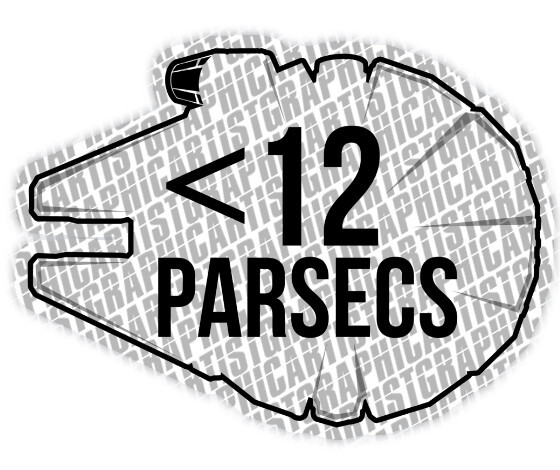 2 1/4"x3" Star Wars Millennium Falcon 12 Parsecs STICKER
