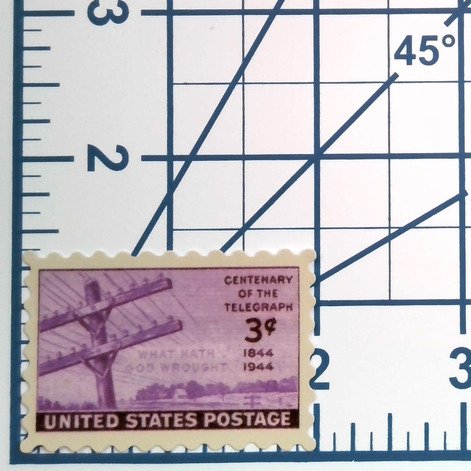 Vintage 1944 US Postage Stamp Sticker Centenary of the Telegraph 3c Vinyl Decal