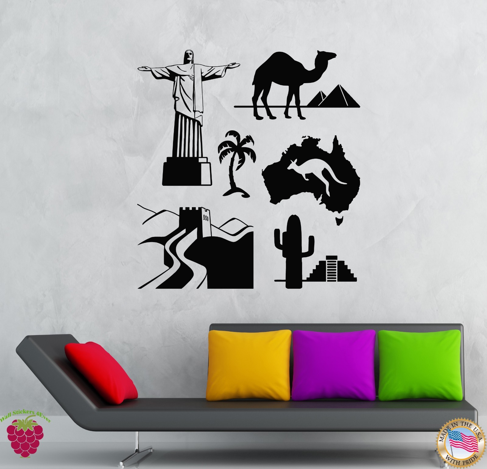 Wall Stickers Vinyl Decal Famous Places Travel Vacation Summer Tourism (z2083)