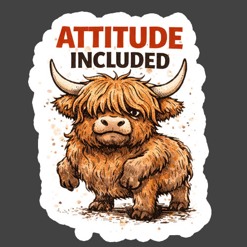 Highland Cow Sticker Vinyl Decal Attitude Included Funny Farm Animal Humor