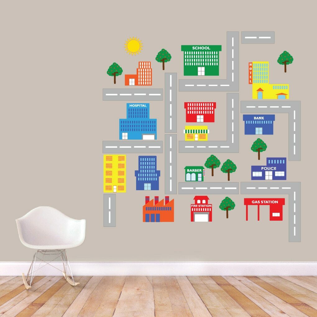 Little Village Printed Wall Decal Set – Kids, Nursery, Playroom, Classroom