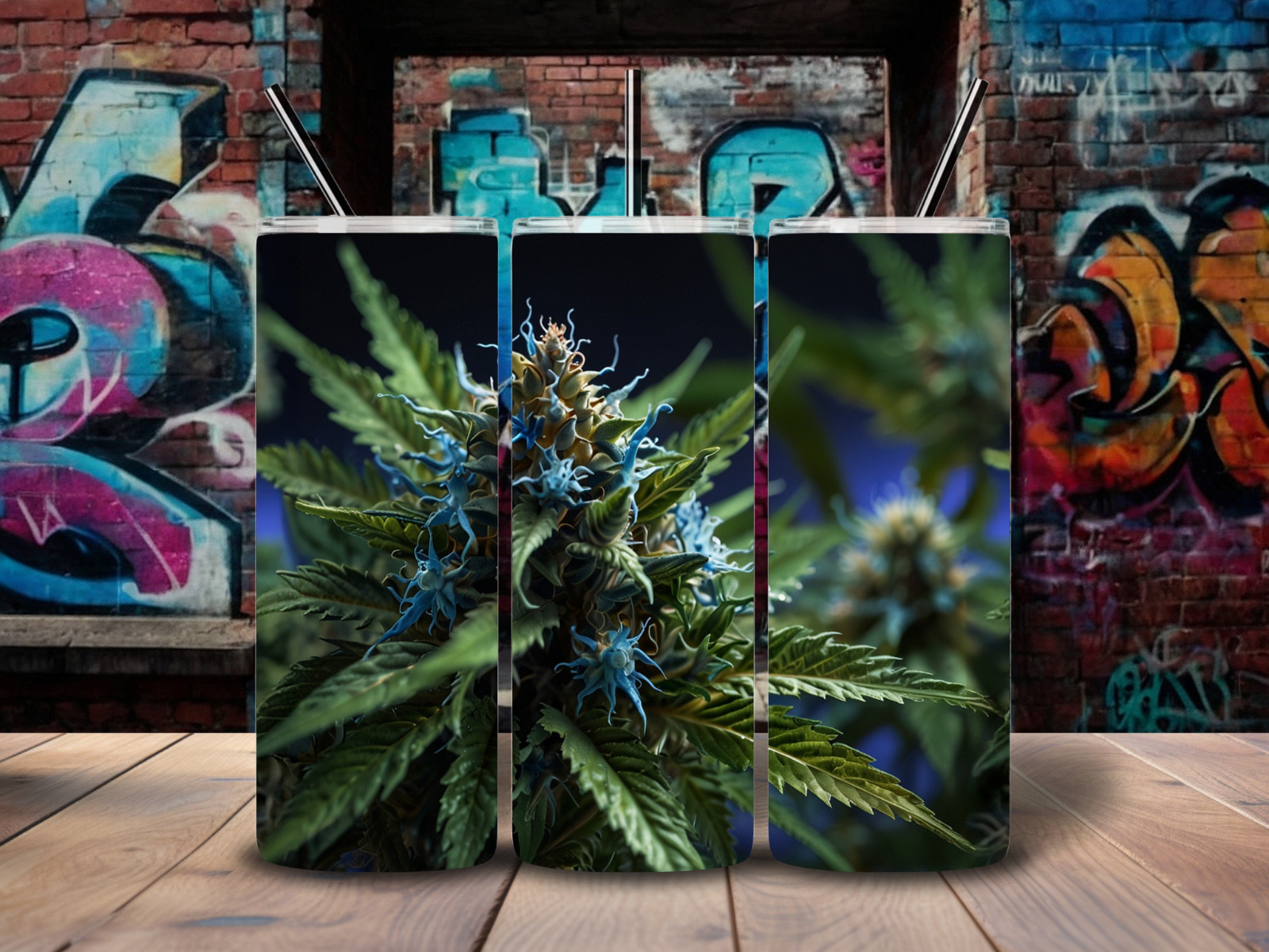 #1 – Blue Cannabis, 20ozTumbler, Sublimation, Heat Transfer, Seamless Design