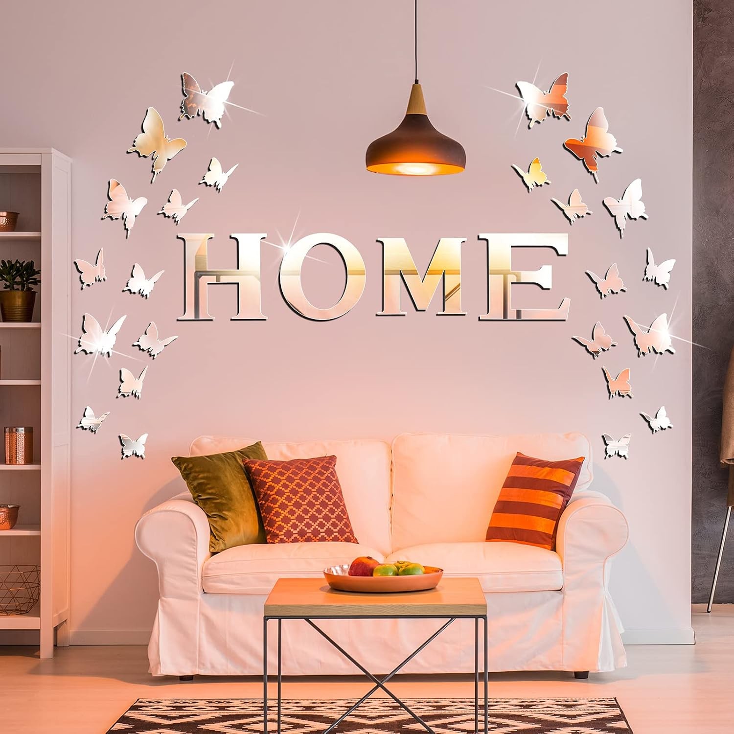Outus 3D Family Home Sign Letters Living Room Decor Rustic Silver
