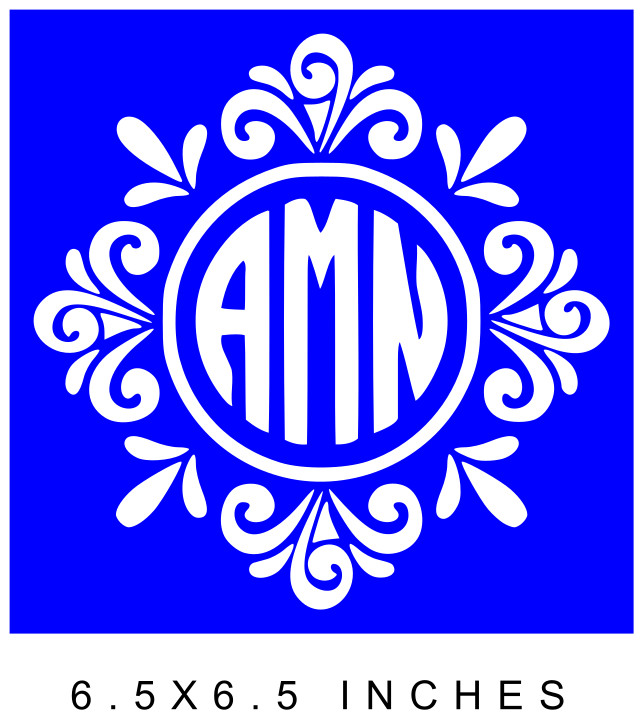FLOURISHED MONOGRAM NAME INITIALS CUSTOM VINYL DECAL 8" GLASS BLOCK DIY CRAFTS