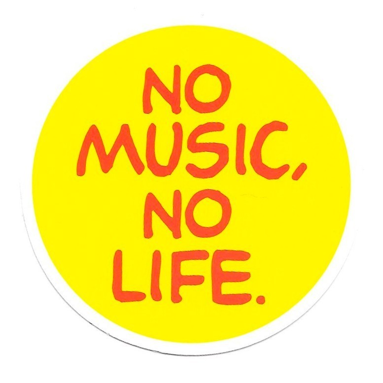 No Music No Life Sticker Die Cut Yellow Decal Song Lover Scrapbook Journal