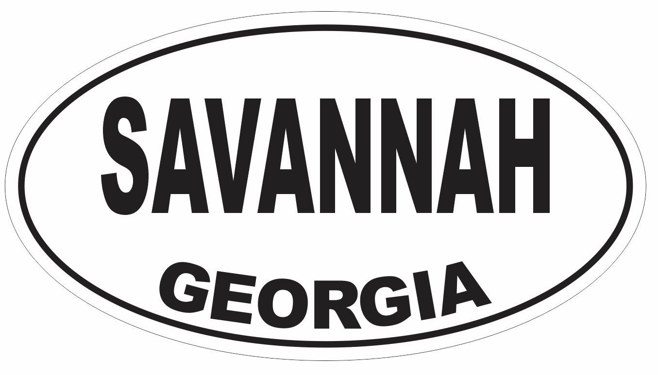 Savannah Georgia Oval Bumper Sticker or Helmet Sticker D2961 Euro Oval