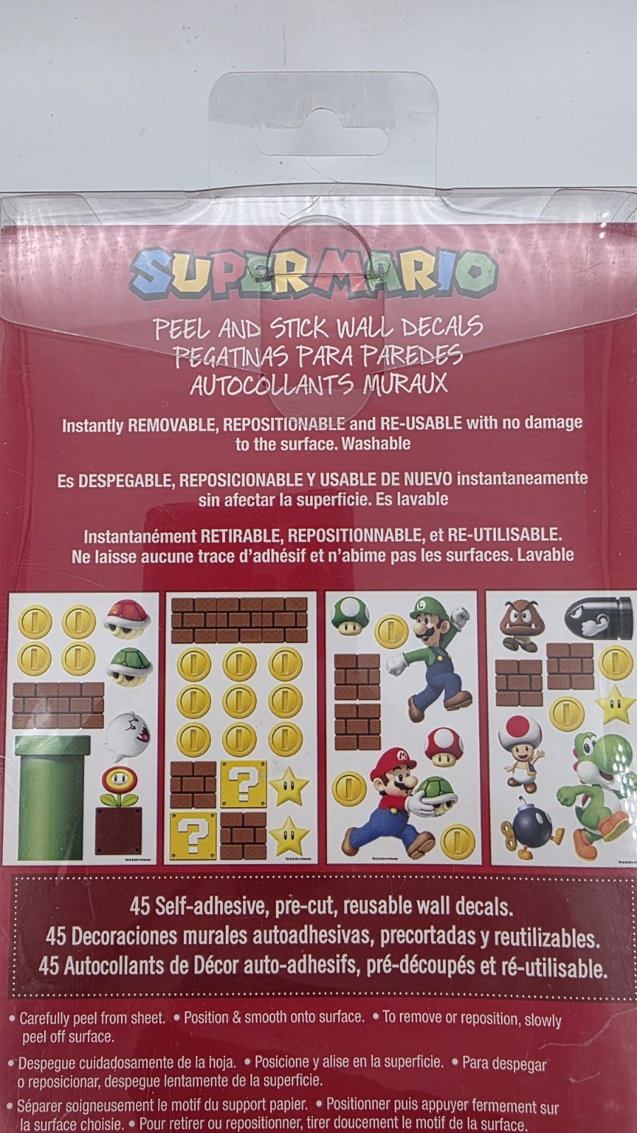 Super Mario Bros Wall Stickers Decal Peel And Stick Removable 45 Pack New
