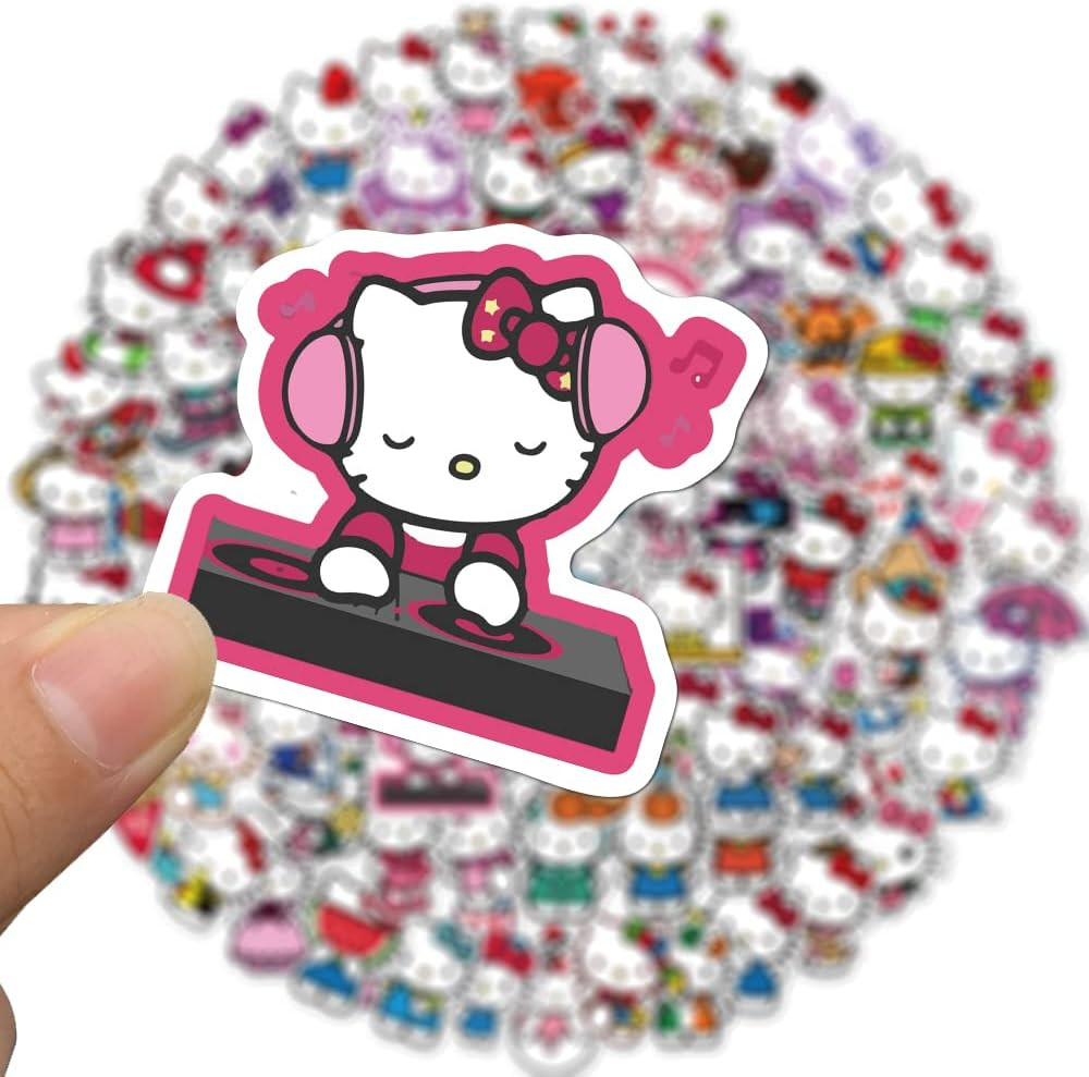 100Pcs Hello Kitty Stickers Pack Kitty White Theme Waterproof Sticker Decals for