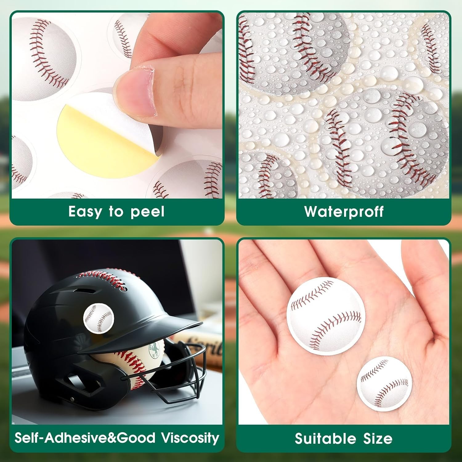 512Pcs Baseball Stickers Kids Self-Adhesive Water-Repellent Sports Helmet
