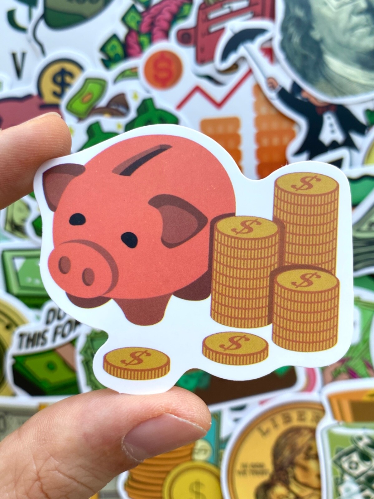5-50 pcs Money Dollar Bill Cash Stickers, Vinyl Water Bottle Laptop Car Decals