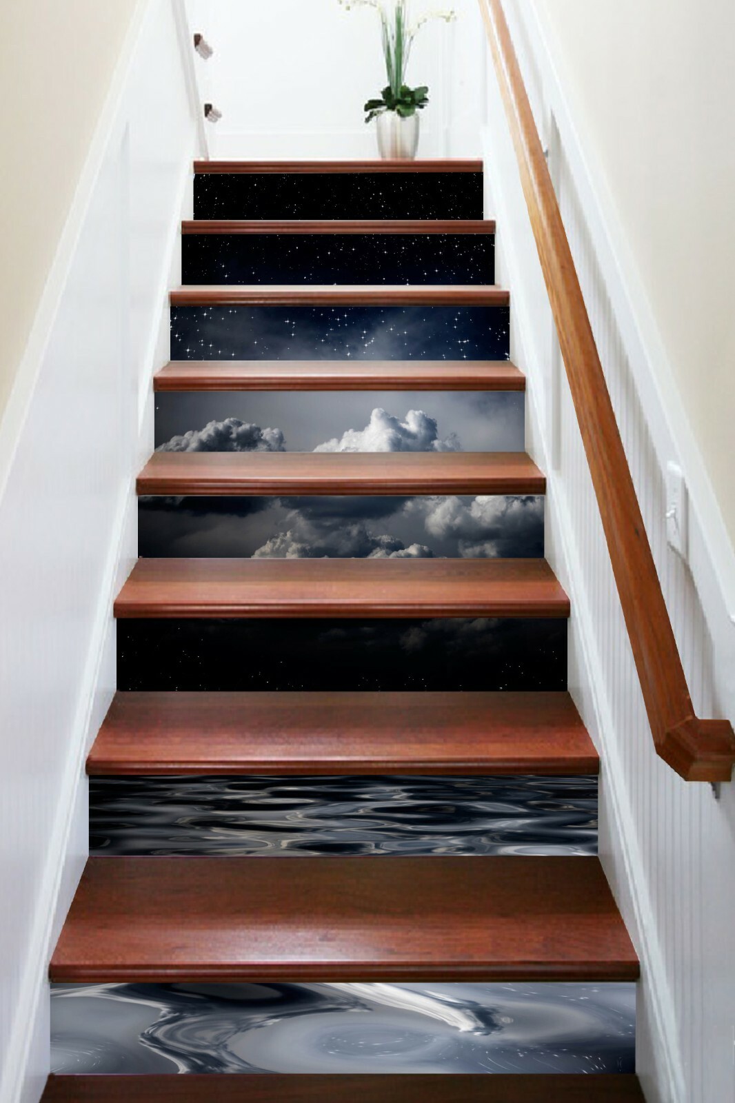3D Black Cloud ZHU536 Stair Risers Decoration Photo Mural Vinyl Wallpaper Zoe