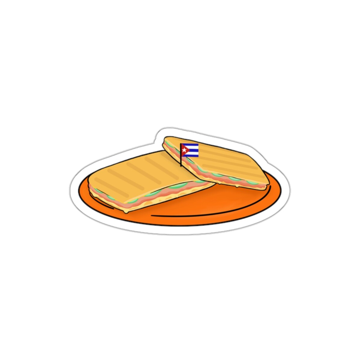 “Cuban Sandwich” Illustration Die-Cut Water-resistant Vinyl Stickers