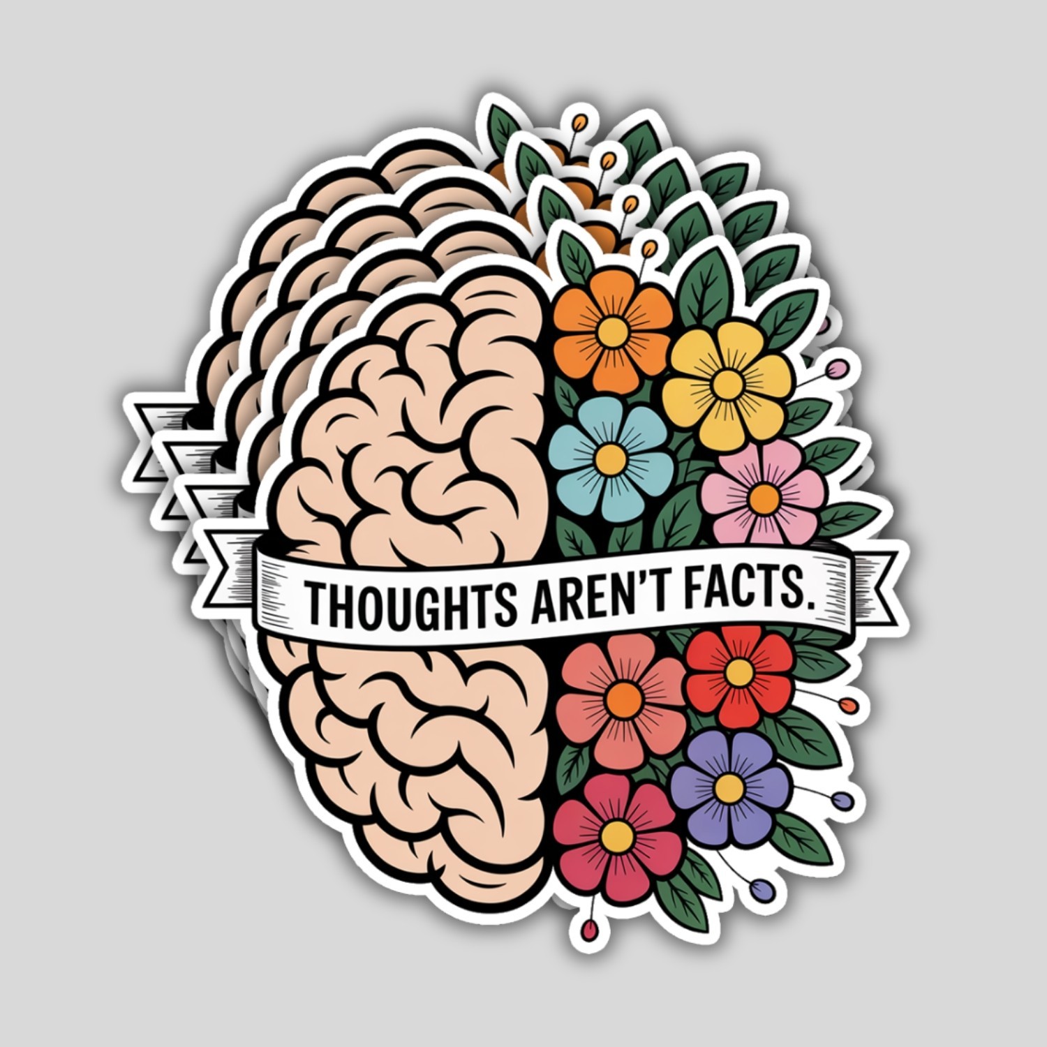 4PCS Thoughts Aren’t Facts Stickers: Mental Health CBT Therapy Vinyl Decals