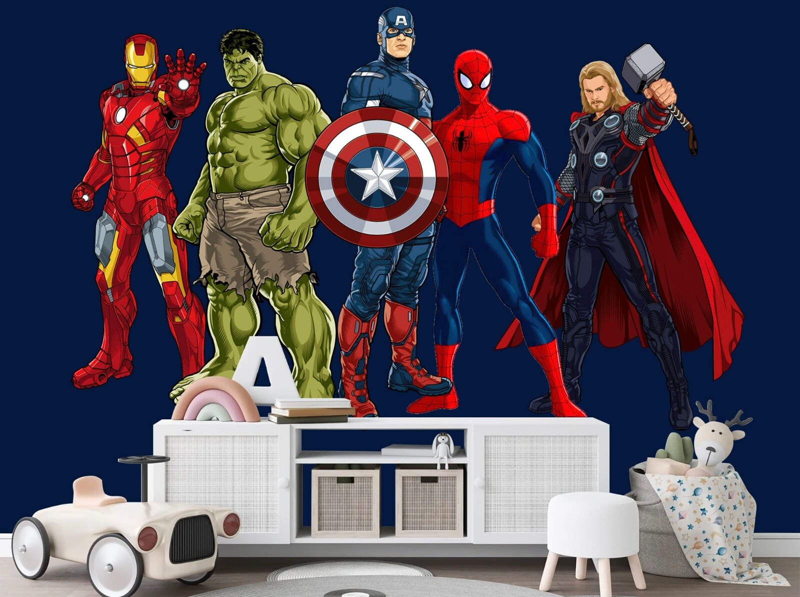 Superhero Avengers Spiderman Captain America Hulk Nursery Wall Decal Sticker