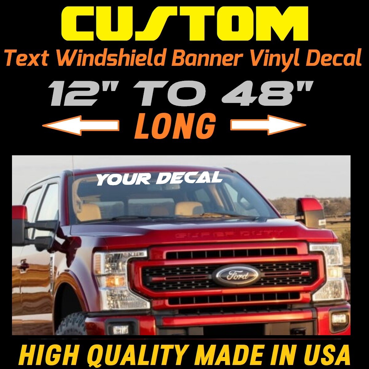 CUSTOM VINYL WINDSHIELD BANNER Lettering Decal Name Sticker Window Tattoo car