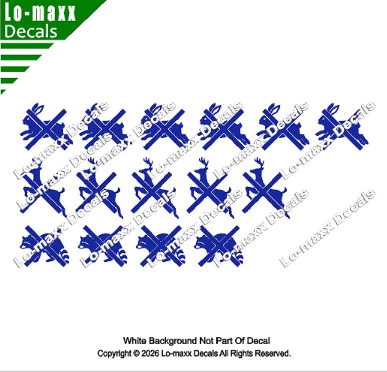 Deer Rabbit Raccoon Kill Markings Die Cut Vinyl Decal Hunting Truck Car Sticker