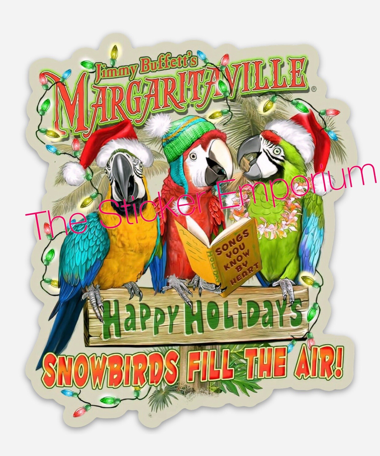 Happy Holiday’s Snowbirds Jimmy Buffett Margaritaville Christmas Sticker Decal