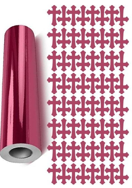Chrome Pink Cross Stickers 1" DC24