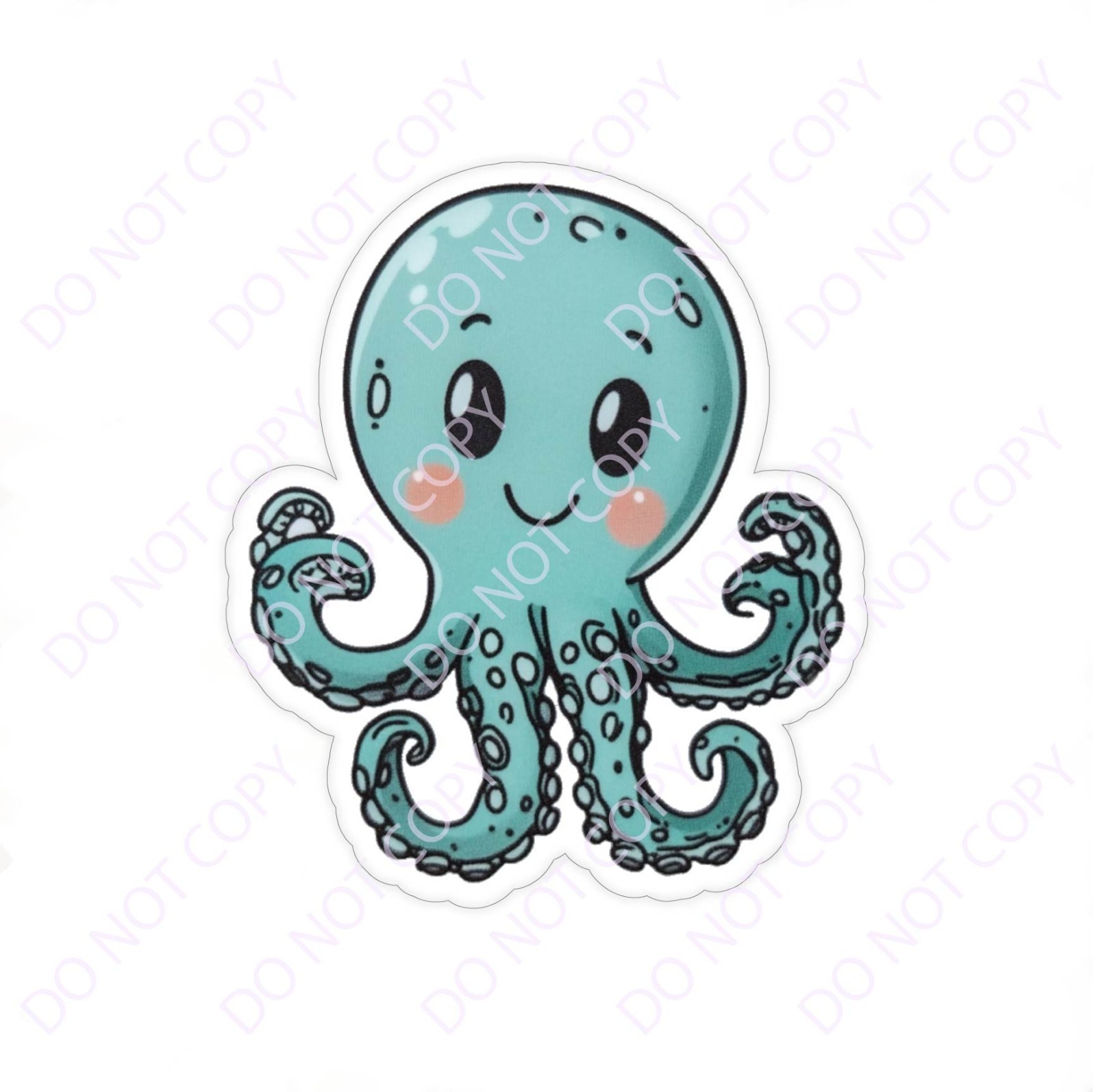 Laminated Vinyl Decal Die Cut Waterproof Sticker – Blue Octopus Squid
