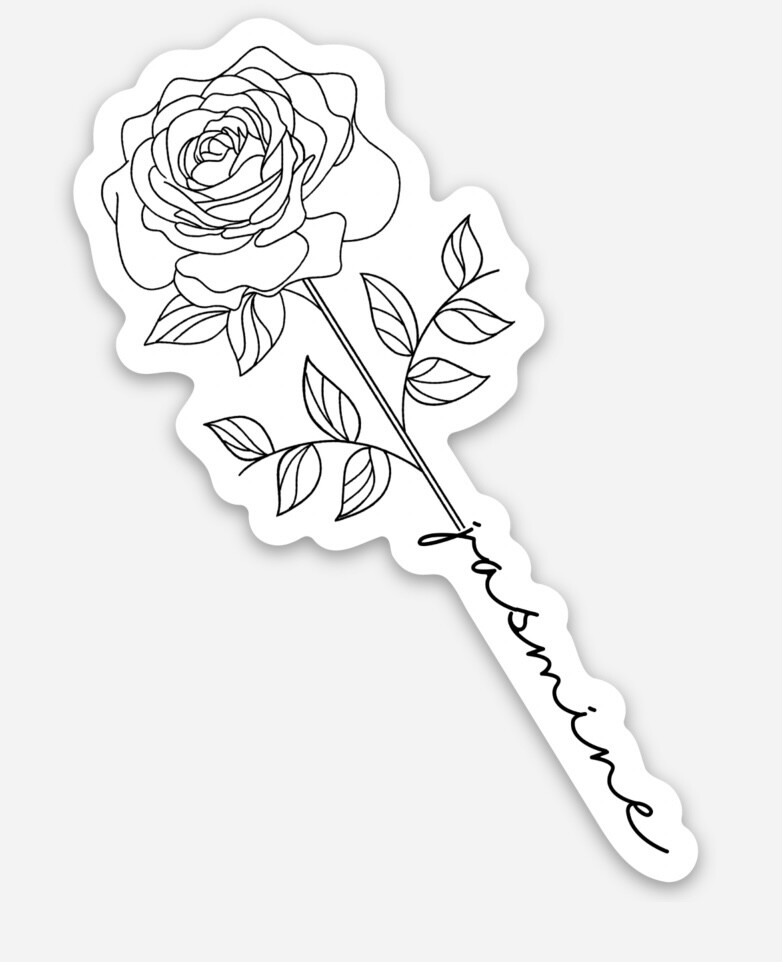 Personalized Rose Flower Sticker with name – Die-cut sticker