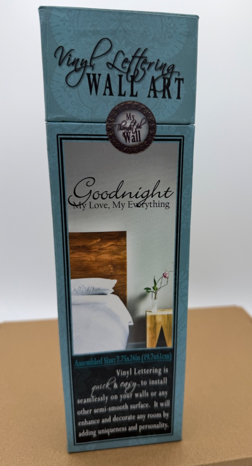 Vinyl Lettering Wall Art "Goodnight My Love, My Everything" New in Box 7"x24"