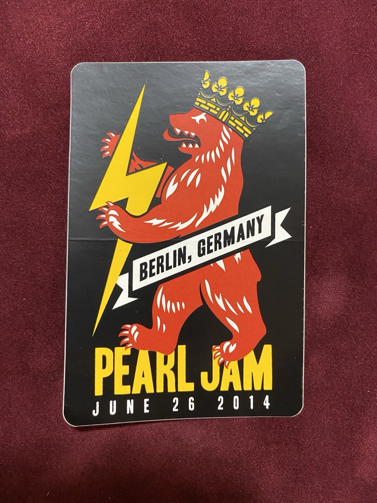 Pearl Jam BERLIN, GERMANY 2014 TOUR STICKER – New / Unused.