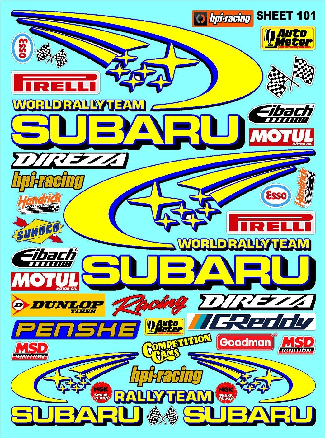 White Vinyl Sticker Sheet 101 f1subaru-R/c Model Decal fits 1/24-1/16 Scale CUT