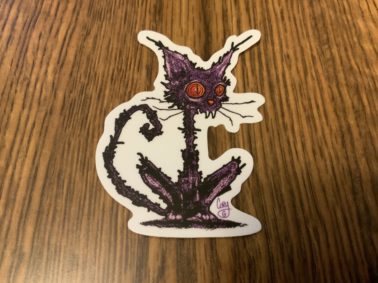 Cat 3” Vinyl Sticker Artist Gray Domain ￼Purple Kitty Black Witch Magic Crazy 69